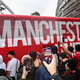 A photo of the Manchester United team bus.